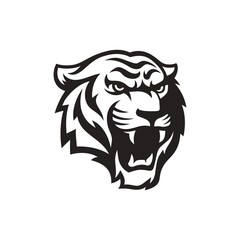 Roaring tiger logo design vector illustration