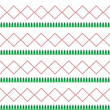 White Seamless Pattern For Christmas. Red And Green Ornament On A White Background. Horizontal Background