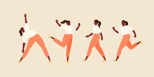 Girl In Different Movements Vector Set