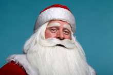 Close-up Christmas Face Portrait Of Russiad Santa Claus Ded Moroz
