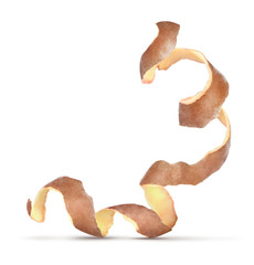 Wall Mural - potatoes peels angle 2 on white background