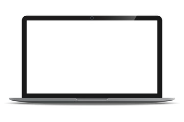 laptop computer ultrabook with blank white screen realistic icon for mockup user interface design is