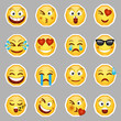 © Nick Julia - Collection stickers smile emoticons. Set of Emoji badge.isolated on grey background. Vector illustration. EPS 10