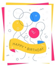 Vector Creative Bright Birthday Holiday Illustration With Color