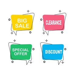 Wall Mural - Set of flat speech bubble shaped banners, price tags, stickers, badges. Vector illustration.