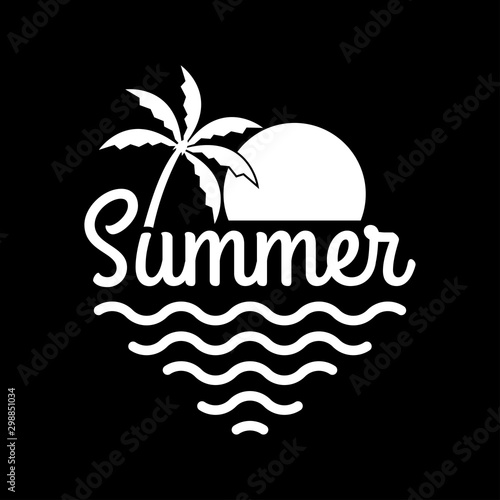 Summer Logo With Beach Palm Tree Sun And Sea Or Ocean Tropical T Shirt Typography Design Apparel Graphic Vector Illustration Stock Vector Adobe Stock Summer Logo With Beach Palm Tree Sun And Sea Or Ocean Tropical T Shirt Typography Design Apparel Graphic Vector Illustration Stock Vector Adobe Stock