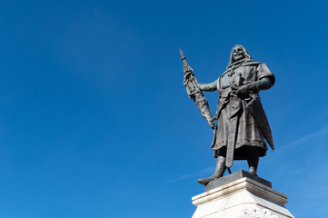 Valladolid / Spain 10.26.2019.Monument to Count Ansurez in thePlaza Mayor of Valladolid.