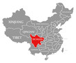 Sichuan red highlighted in map of China