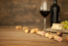 Wine Corks On Blurred Background