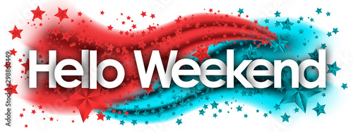 Fotomural Hello weekend word in stars colored background