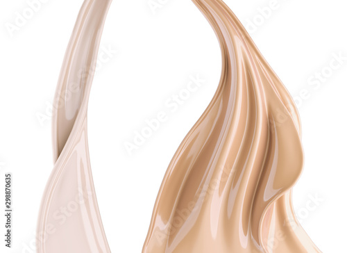 Cuadros en Lienzo flow of liquid foundation splash cream, 3d illustration.