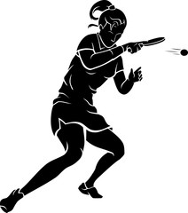 Wall Mural - Female Table Tennis Player, Power Drive Silhouette