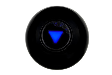 Magic 8 ball with an empty blank prediction isolated on white background