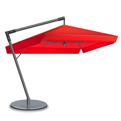 Poster - Realistic 3d Detailed Red Umbrella Cafes. Vector