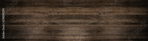 Fotomural old brown rustic dark wooden texture - wood background panorama long banner