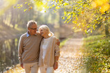 Happy senior couple in autumn park