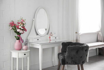 Poster - Stylish room interior with white dressing table