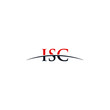 Initial letter ISC, overlapping movement swoosh horizon logo company design inspiration in red and dark blue color vector