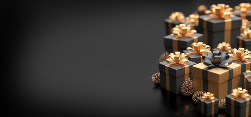 christmas background with christmas gifts decoration - 3d rendering