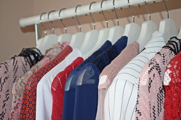 Women's clothing hanging on a hanger.