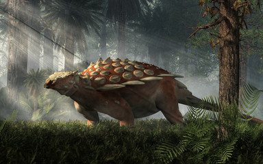 Obraz na płótnie las zwierzę drzewa dinozaur