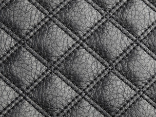 Stitched black cattle leather texture background