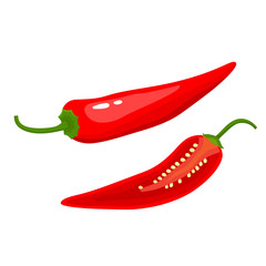 Wall Mural - Hot chili pepper isolated on white background.