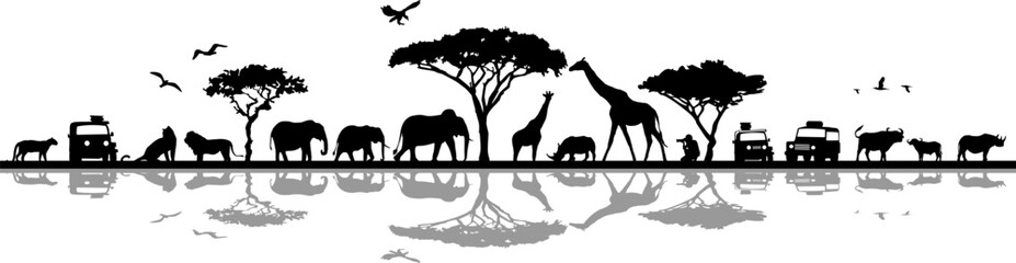 savanna landscape africa vector silhouette