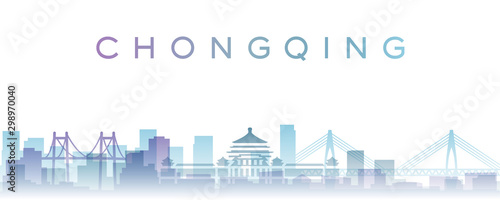 Chongqing Transparent Layers Gradient Landmarks Skyline