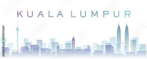 Kuala Lumpur Transparent Layers Gradient Landmarks Skyline