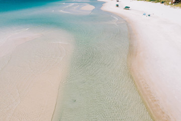 Wall Mural - Drone photograph of waves and sandbar at beach