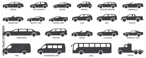 Fotomural Car body types vector illustration