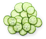 Fototapeta  - Fresh cut cucumber on white background