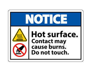 Notice Hot Surface Do Not Touch Symbol Sign Isolate on White Background,Vector Illustration