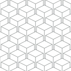 Seamless pattern of isometric cubes, pattern if thin lines, black and white vector illustration.Seamless pattern of isometric cubes, pattern if thin lines, black and white vector illustration.