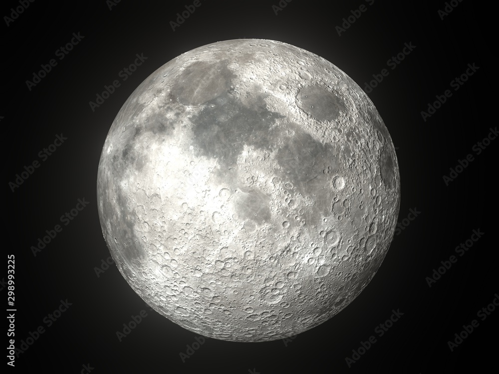 Earth's Moon Glowing On Black Background - obrazy, fototapety, plakaty 