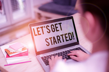 Wall Mural - text sign showing let s get started. business photo showcasing encouraging someone to begin doing so