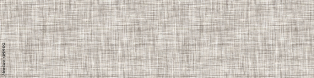  Natural Gray French Linen Texture Border Background. Old Ecru Flax Fibre Seamless Pattern. Organic Yarn Close Up Weave Fabric Ribbon Trim Banner. Sack Cloth Packaging, Canvas Edging. Vector EPS10 - obrazy, fototapety, plakaty 