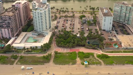 Wall Mural - Aerial Florida Miami Beach Atlantic Greenway 4k