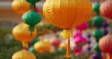 Poster - Colorful chinese style lantern hanging outdoor for mid autumn festival