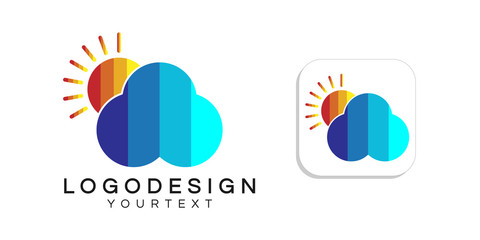 Wall Mural - sun and cloud logo design. icon vector colorful