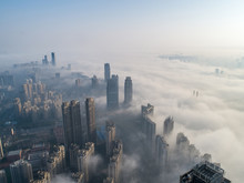 A City Shrouded In Fog In The Morning, Nanchang, China 