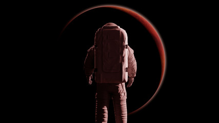 Wall Mural - standing astronaut in front of planet mars