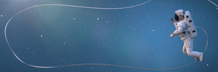 Wall Mural - astronaut in outer space (3d science illustration banner)