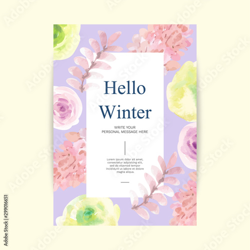 hello winter, vectors watercolor painting for desing