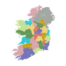 Vector Illustration Of Administrative Division Map Of Ireland. Vector Map.