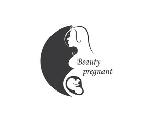 Wall Mural - beauty pregnant women vector icon