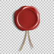 Red wax seal. Template isolated on transparent background