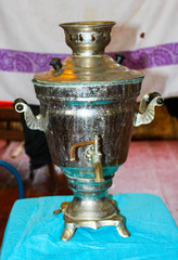 old russian samovar on white background