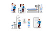 © Happypictures - Man Character Visiting Opthalmologist For General Examination Vector Illustrations Set